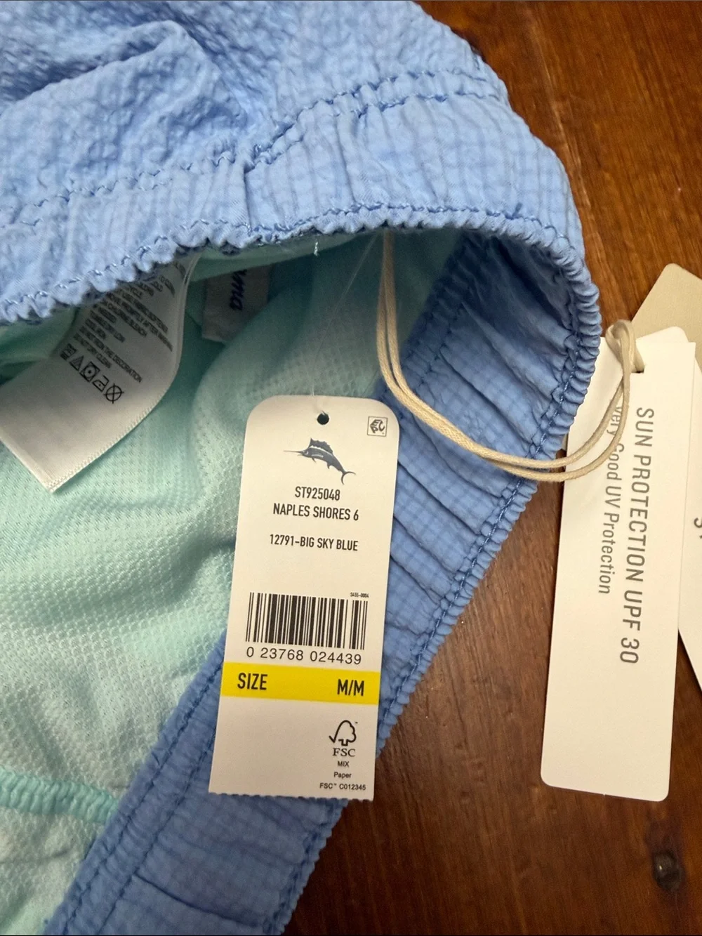 Tommy Bahama Light Blue Seersucker Swim Trunks